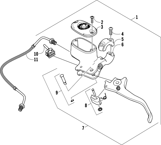 Parts Diagram for Arctic Cat 2004 400 AUTOMATIC TRANSMISSION 2X4 FIS ATV HYDRAULIC HAND BRAKE ASSEMBLY