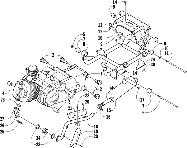 Parts Diagram for Arctic Cat 2004 300 4X4 MRP ATV ENGINE AND RELATED PARTS