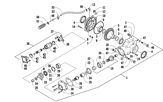Parts Diagram for Arctic Cat 2003 500 FIS AUTOMATIC TRANSMISSION () ATV REAR DRIVE GEARCASE ASSEMBLY
