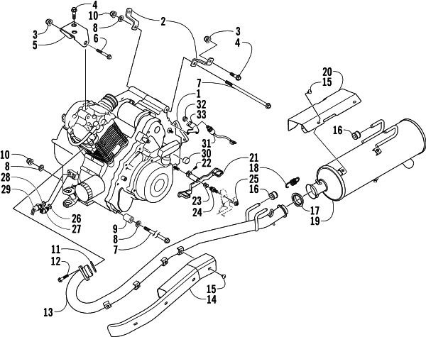 Parts Diagram for Arctic Cat 2004 400 MANUAL TRANSMISSION 4X4 FIS MRP ATV ENGINE AND EXHAUST