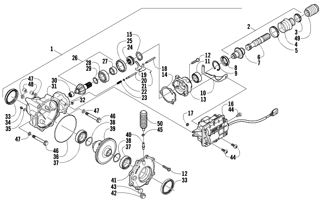 Parts Diagram for Arctic Cat 2004 400 AUTOMATIC TRANSMISSION 4X4 FIS MRP ATV FRONT DRIVE GEARCASE ASSEMBLY
