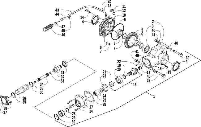 Parts Diagram for Arctic Cat 2004 400 MANUAL TRANSMISSION 4X4 FIS MRP ATV REAR DRIVE GEARCASE ASSEMBLY