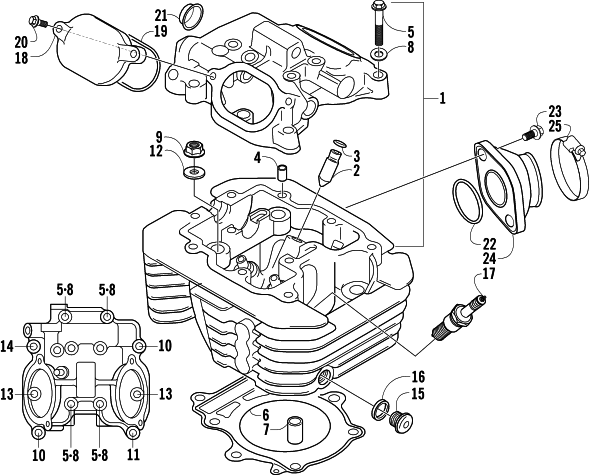 Parts Diagram for Arctic Cat 2005 400 MANUAL TRANSMISSION 4X4 VP ATV CYLINDER HEAD ASSEMBLY