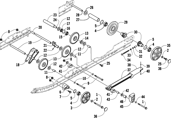Parts Diagram for Arctic Cat 2004 PANTHER 370 SNOWMOBILE IDLER WHEEL ASSEMBLY