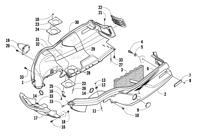 Parts Diagram for Arctic Cat 2004 Z 570 LX SNOWMOBILE BELLY PAN AND FRONT BUMPER ASSEMBLY