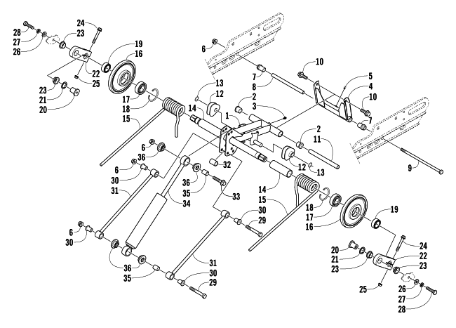 Parts Diagram for Arctic Cat 2004 PANTHER 370 SNOWMOBILE REAR SUSPENSION REAR ARM ASSEMBLY