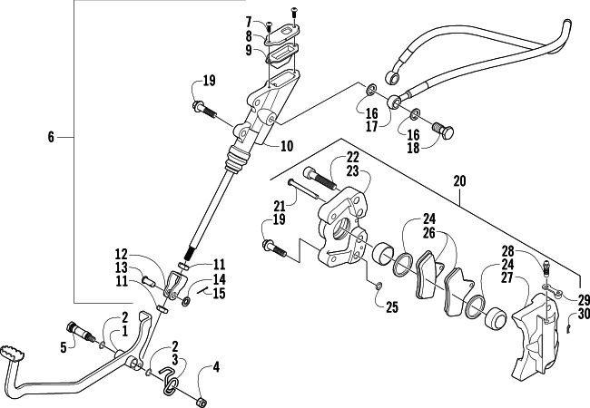 Parts Diagram for Arctic Cat 2004 400 AUTOMATIC TRANSMISSION 4X4 FIS MRP ATV AUXILIARY BRAKE ASSEMBLY