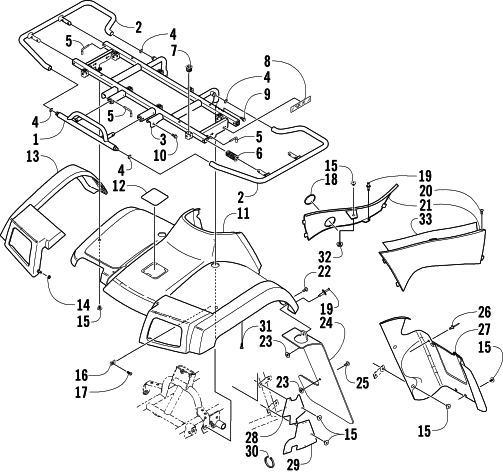 Parts Diagram for Arctic Cat 2004 400 AUTOMATIC TRANSMISSION 4X4 TBX ATV FRONT BODY PANEL ASSEMBLY