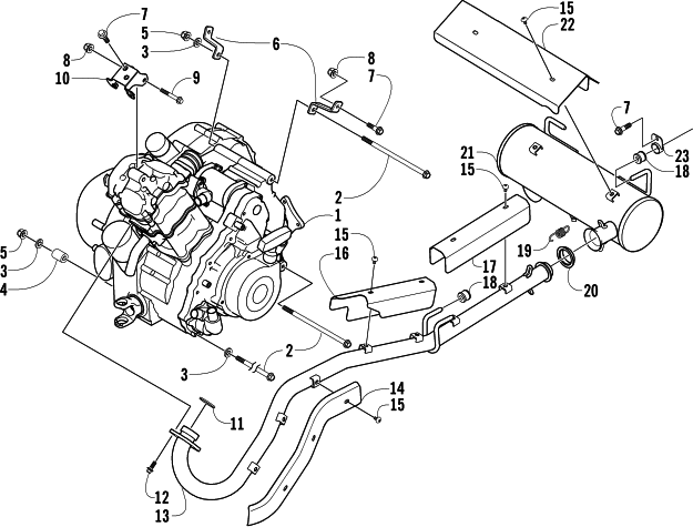 Parts Diagram for Arctic Cat 2004 500 AUTOMATIC TRANSMISSION 4X4 TRV ATV ENGINE AND EXHAUST