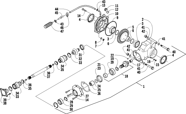 Parts Diagram for Arctic Cat 2004 500 AUTOMATIC TRANSMISSION 4X4 TBX ATV REAR DRIVE GEARCASE ASSEMBLY