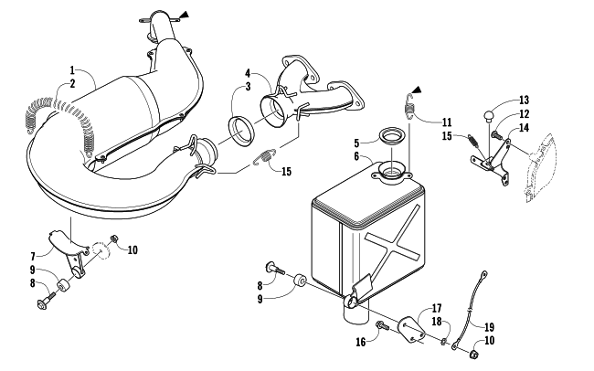 Parts Diagram for Arctic Cat 2004 PANTERA 550 SNOWMOBILE EXHAUST ASSEMBLY