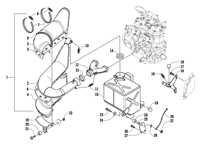 Parts Diagram for Arctic Cat 2005 PANTERA 600 EFI SNOWMOBILE EXHAUST ASSEMBLY