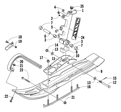 Parts Diagram for Arctic Cat 2004 MOUNTAIN CAT 600 EFI SNOWMOBILE SKI AND SPINDLE ASSEMBLY