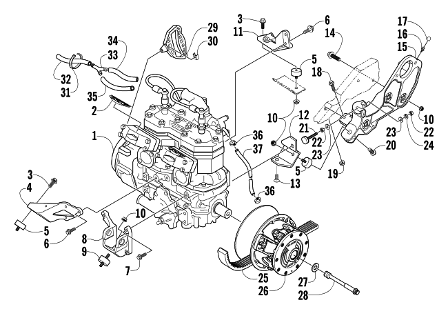 Parts Diagram for Arctic Cat 2004 PANTERA 600 EFI SNOWMOBILE ENGINE AND RELATED PARTS