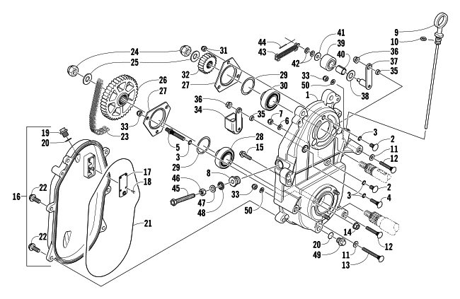 Parts Diagram for Arctic Cat 2004 MOUNTAIN CAT 800 EFI 159 SNOWMOBILE DRIVE/DROPCASE ASSEMBLY
