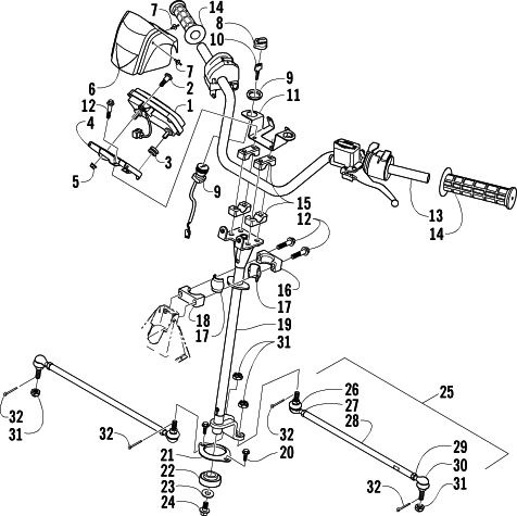 Parts Diagram for Arctic Cat 2004 500 AUTOMATIC TRANSMISSION 4X4 FIS ATV STEERING ASSEMBLY