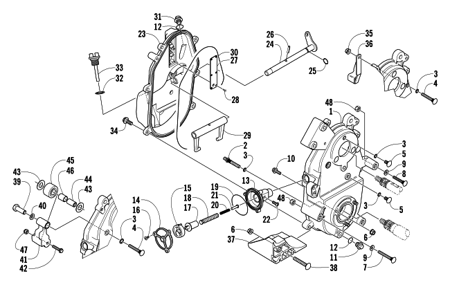 Parts Diagram for Arctic Cat 2004 PANTHER 370 SNOWMOBILE DROPCASE AND CHAIN TENSION ASSEMBLY