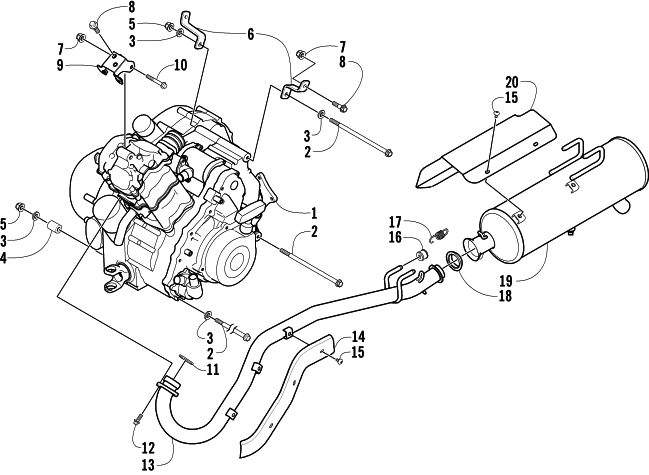 Parts Diagram for Arctic Cat 2004 500 AUTOMATIC TRANSMISSION 4X4 FIS ATV ENGINE AND EXHAUST
