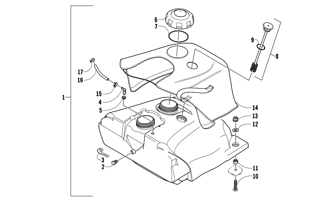 Parts Diagram for Arctic Cat 2004 MOUNTAIN CAT 800 EFI 159 SNOWMOBILE GAS TANK ASSEMBLY