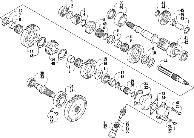 Parts Diagram for Arctic Cat 2003 500 TRV AUTOMATIC TRANSMISSION ATV SECONDARY TRANSMISSION ASSEMBLY