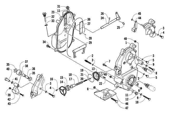 Parts Diagram for Arctic Cat 2004 PANTERA 800 EFI SNOWMOBILE DROPCASE AND CHAIN TENSION ASSEMBLY
