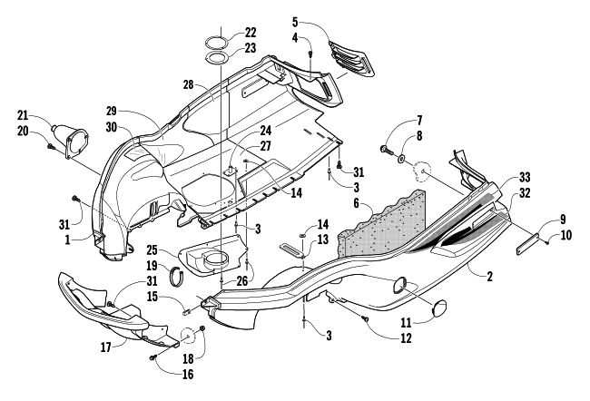 Parts Diagram for Arctic Cat 2004 PANTERA 800 EFI SNOWMOBILE BELLY PAN AND FRONT BUMPER ASSEMBLY