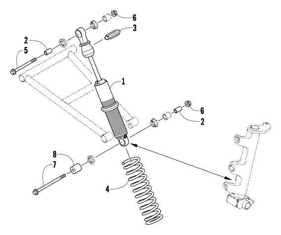 Parts Diagram for Arctic Cat 2005 KING CAT 900 EFI EARLY BUILD SNOWMOBILE FRONT SUSPENSION SHOCK ABSORBER ASSEMBLY