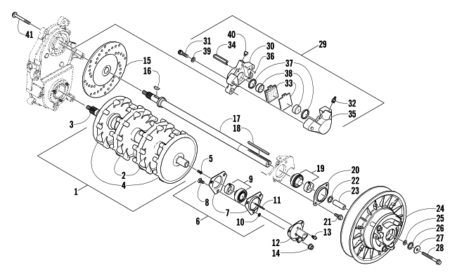 Parts Diagram for Arctic Cat 2005 KING CAT 900 EFI EARLY BUILD SNOWMOBILE DRIVE TRAIN SHAFTS AND BRAKE ASSEMBLIES