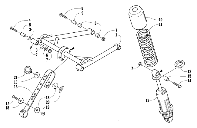 Parts Diagram for Arctic Cat 2004 MOUNTAIN CAT 900 159 SNOWMOBILE REAR SUSPENSION FRONT ARM ASSEMBLY