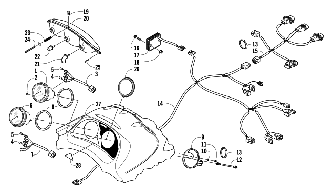 Parts Diagram for Arctic Cat 2004 MOUNTAIN CAT 800 EFI 159 SNOWMOBILE HEADLIGHT, INSTRUMENTS, AND WIRING ASSEMBLIES