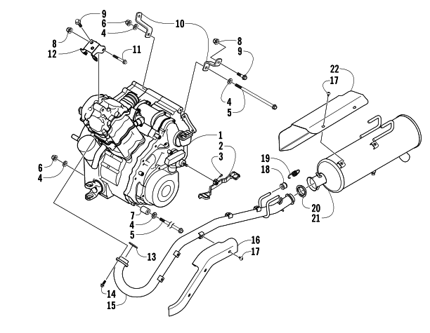 Parts Diagram for Arctic Cat 2004 500 MANUAL TRANSMISSION 4X4 FIS MRP ATV ENGINE AND EXHAUST