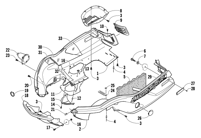 Parts Diagram for Arctic Cat 2004 MOUNTAIN CAT 800 EFI 151 SNOWMOBILE BELLY PAN AND FRONT BUMPER ASSEMBLY