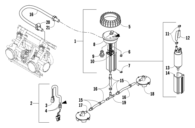 Parts Diagram for Arctic Cat 2005 KING CAT 900 EFI EARLY BUILD SNOWMOBILE FUEL PUMP ASSEMBLY