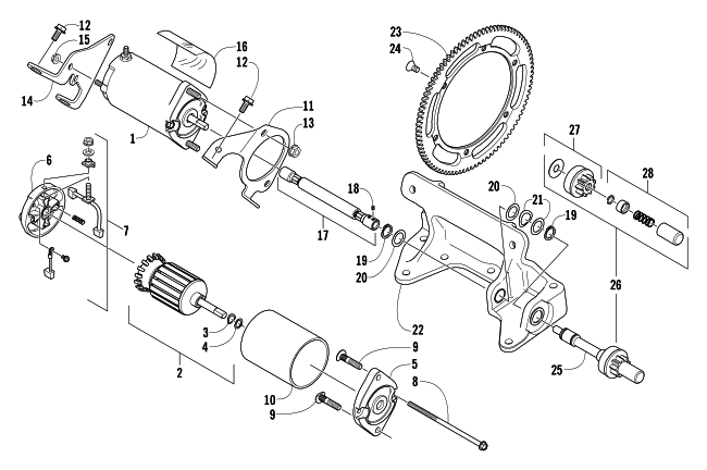 Parts Diagram for Arctic Cat 2005 KING CAT 900 SNOWMOBILE FLEX-DRIVE STARTER MOTOR ASSEMBLY (Optional)