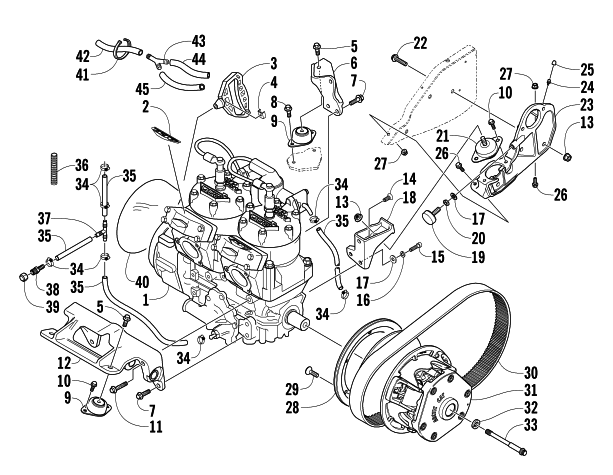 Parts Diagram for Arctic Cat 2004 MOUNTAIN CAT 900 EFI 151 SNOWMOBILE ENGINE AND RELATED PARTS