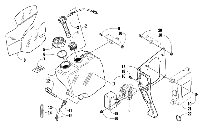 Parts Diagram for Arctic Cat 2004 MOUNTAIN CAT 800 EFI 151 SNOWMOBILE OIL TANK ASSEMBLY