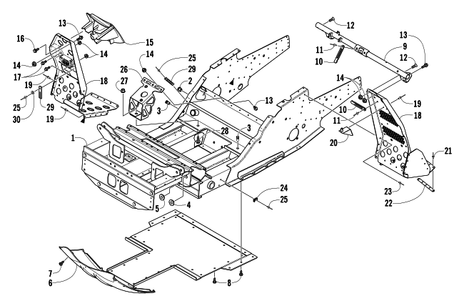 Parts Diagram for Arctic Cat 2004 KING CAT 900 SNOWMOBILE FRONT FRAME AND FOOTREST ASSEMBLY
