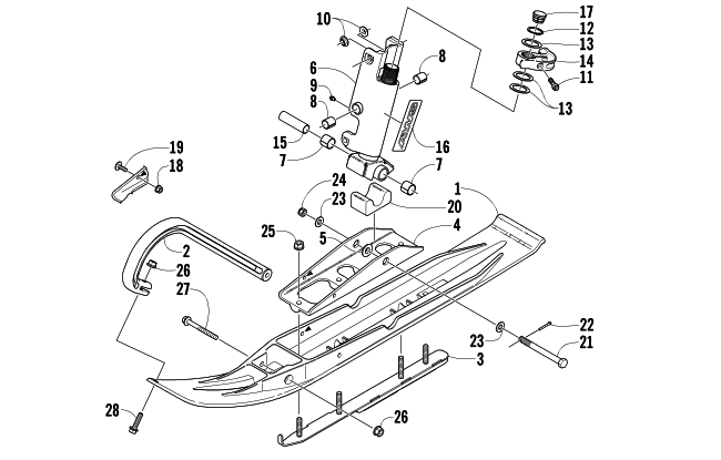 Parts Diagram for Arctic Cat 2004 FIRECAT 600 SNOWMOBILE SKI AND SPINDLE ASSEMBLY