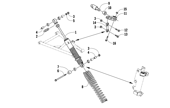 Parts Diagram for Arctic Cat 2004 FIRECAT 600 EFI EXT SNOWMOBILE SHOCK ABSORBER AND SWAY BAR ASSEMBLY