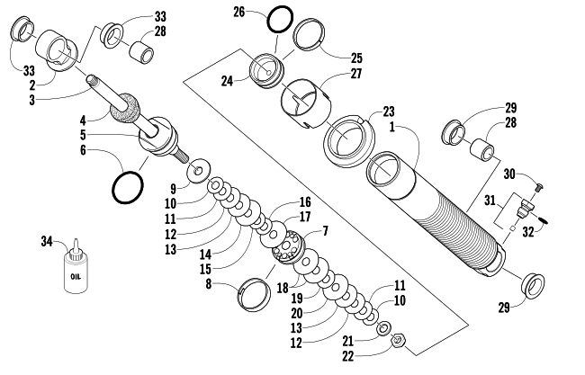 Parts Diagram for Arctic Cat 2004 FIRECAT 600 SNOWMOBILE FRONT SUSPENSION SHOCK ABSORBER