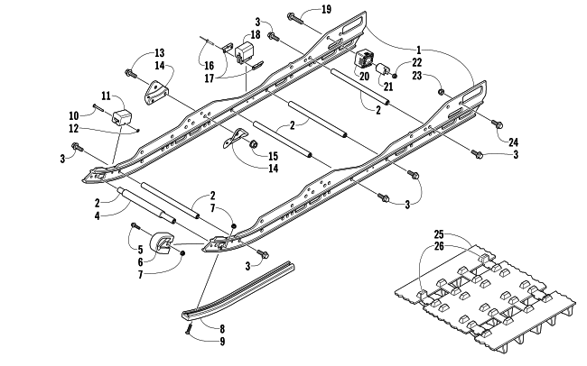 Parts Diagram for Arctic Cat 2004 FIRECAT 700 SNOWMOBILE SLIDE RAIL AND TRACK ASSEMBLY