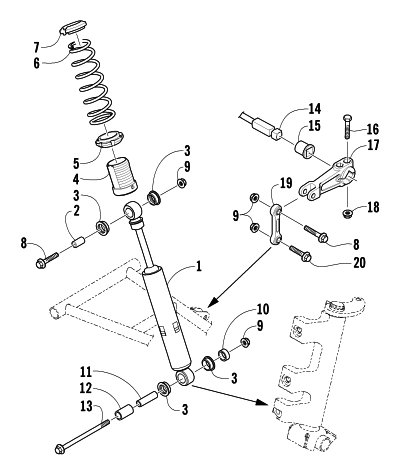 Parts Diagram for Arctic Cat 2004 PANTERA 800 EFI SNOWMOBILE SHOCK ABSORBER AND SWAY BAR ASSEMBLY