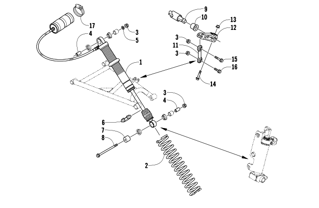 Parts Diagram for Arctic Cat 2004 FIRECAT 600 SNO PRO 1 SNOWMOBILE SHOCK ABSORBER AND SWAY BAR ASSEMBLY