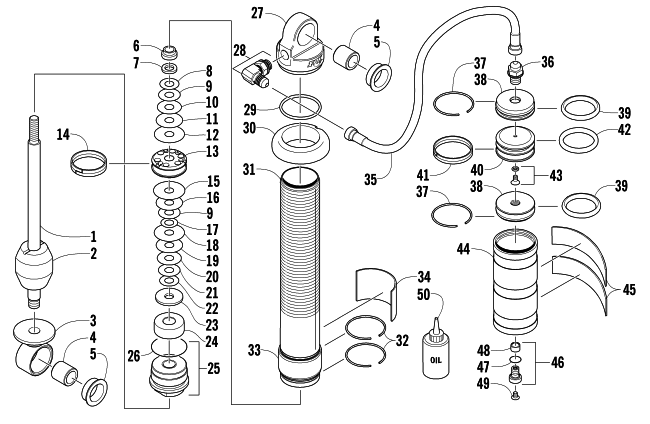 Parts Diagram for Arctic Cat 2004 FIRECAT 600 SNO PRO 1.375 SNOWMOBILE FRONT SUSPENSION SHOCK ABSORBER