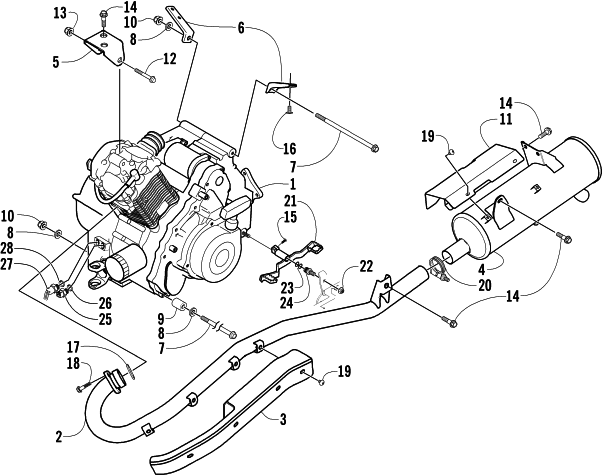 Parts Diagram for Arctic Cat 2004 400 MANUAL TRANSMISSION 4X4 ATV ENGINE AND EXHAUST
