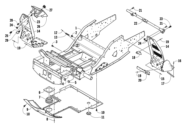 Parts Diagram for Arctic Cat 2004 T660 TOURING SNOWMOBILE FRONT FRAME AND FOOTREST ASSEMBLY