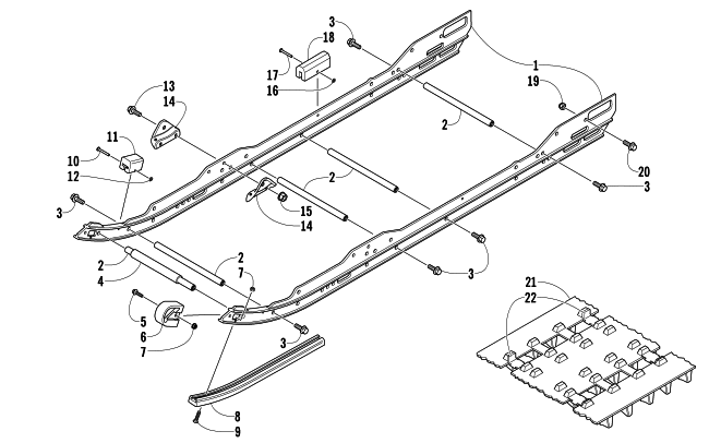 Parts Diagram for Arctic Cat 2004 SABERCAT 700 EFI EXT SNOWMOBILE SLIDE RAIL AND TRACK ASSEMBLY