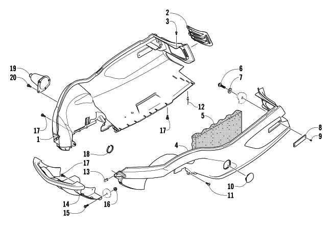 Parts Diagram for Arctic Cat 2004 T660 TOURING SNOWMOBILE BELLY PAN AND FRONT BUMPER ASSEMBLY