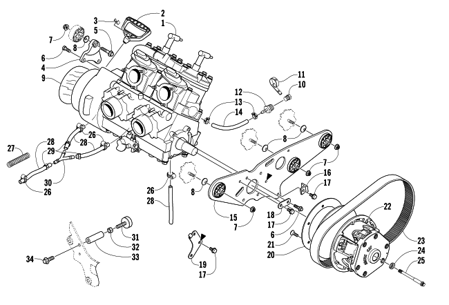 Parts Diagram for Arctic Cat 2004 SABERCAT 600 EFI SNOWMOBILE ENGINE AND RELATED PARTS