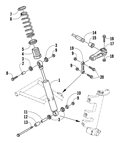 Parts Diagram for Arctic Cat 2004 T660 TOURING SNOWMOBILE SHOCK ABSORBER AND SWAY BAR ASSEMBLY